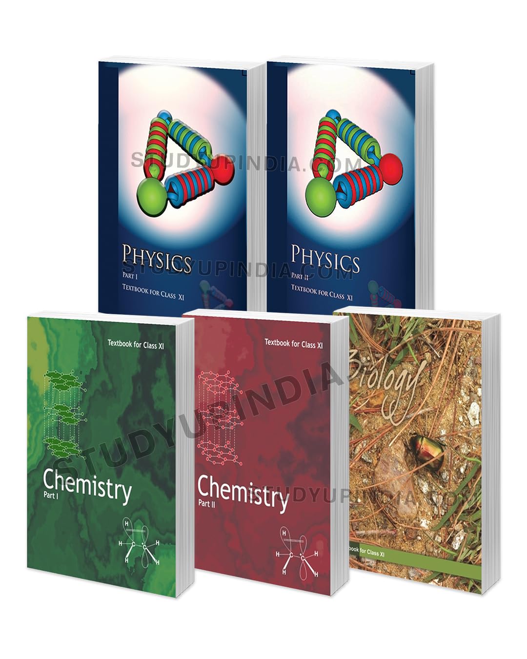 NCERT textbooks for Class XI Physics I & II, Chemistry I & II and Biology (Set of 5 Books) 2025-26 Edition