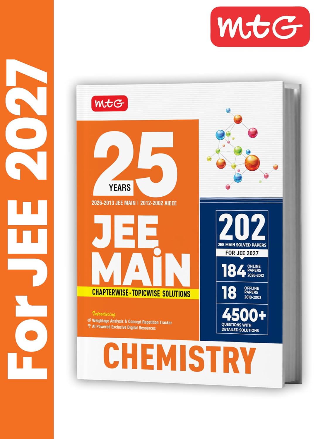 MTG 25 Years (2026-2002) JEE MAIN PYQ Book | 202 Chapter-wise & Topic-wise Previous Years Solved Papers Chemistry For 2027 Exam | Based on New ... Analysis & Concept Repetition Tracker