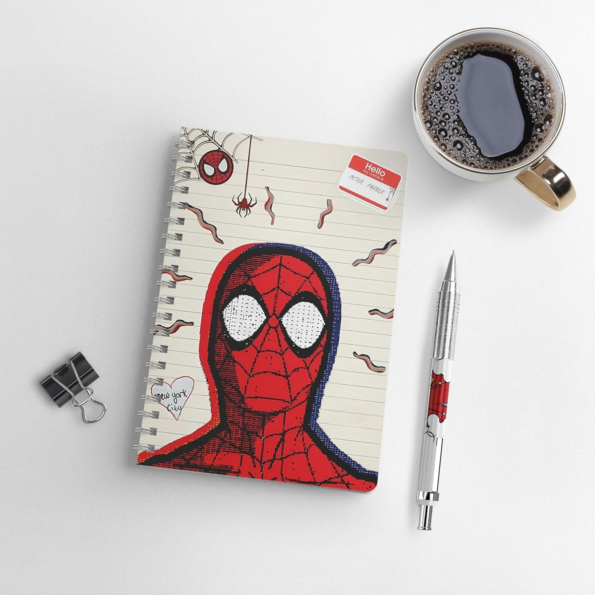 PrintZO Spider-Man Wiro Journal Notebook | A5 Size Unruled Notebook (160 Pages)