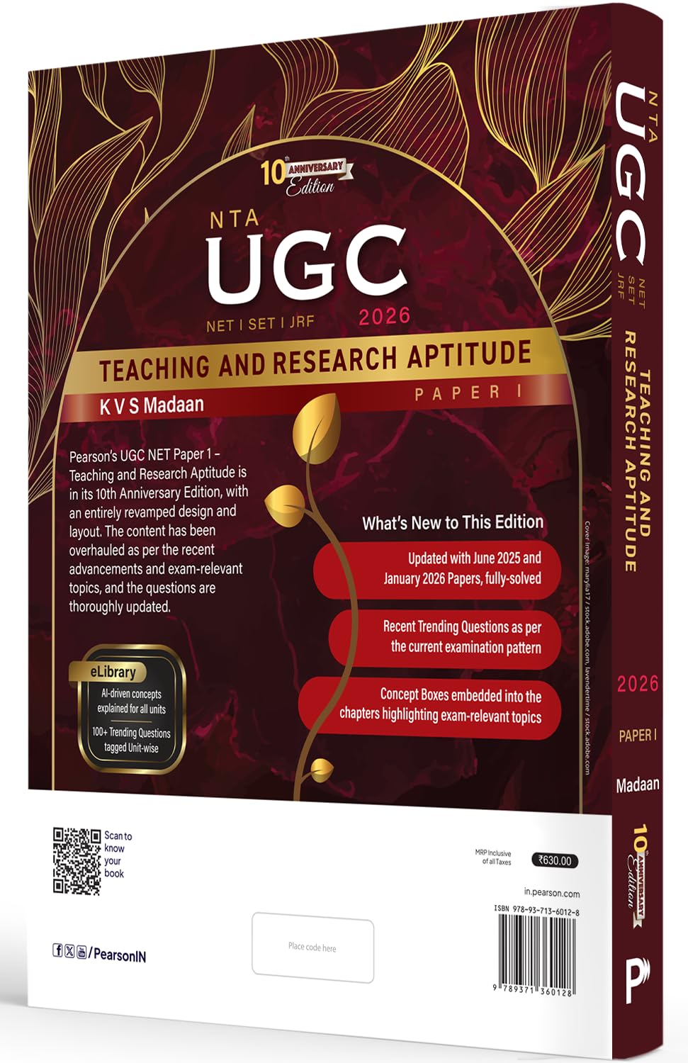 Pearson 2026 UGC NET Paper 1 Teaching & Research Aptitude by KVS Madaan | NET/SET/JRF |4000+ Practice Questions|Unit-wise PYQ| 2026 January & 2025 June Fully solved paper