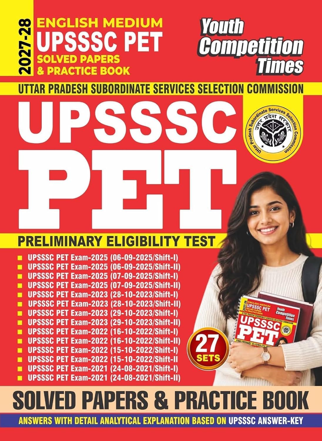 Youth Competition Times UPSSSC PET Solved Papers & Practice Book 2027-28 (English Medium - 27 Sets)