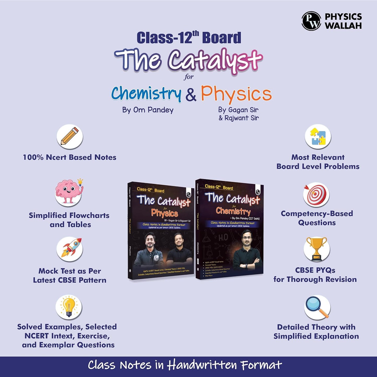PW Class 12 Board The Catalyst For Chemistry & Physics Combo with Most Relevant Practice Questions Booklet By Om Pandey By Gagan Sir & Rajwant Sir |