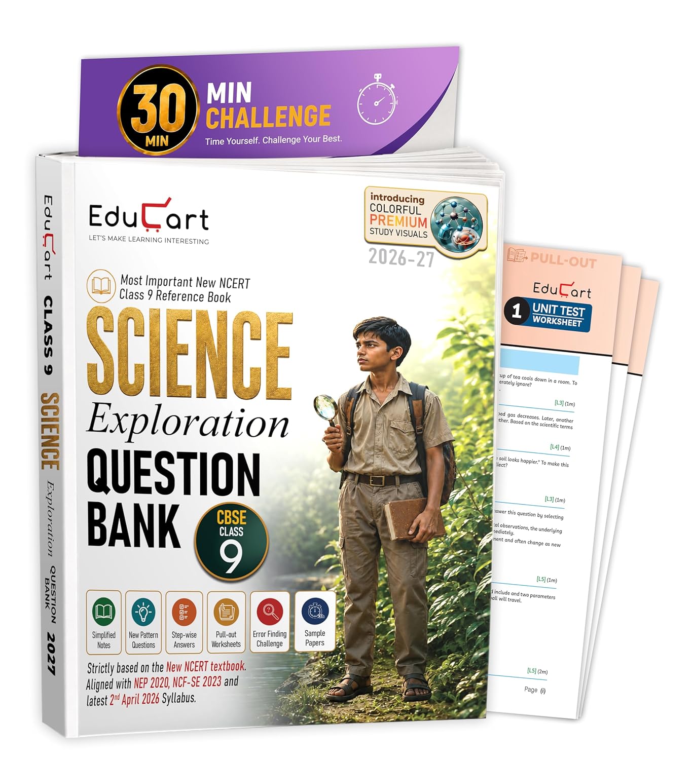 Educart CBSE Class 9 Science Question Bank 2026-27 | Science Exploration | Based on New NCERT | Important Questions, Worksheets & Sample Papers (for 2027 Board Exam)