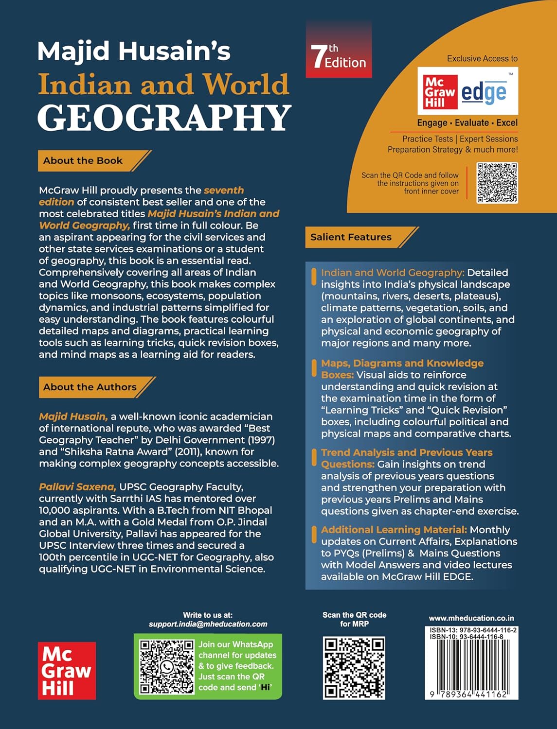 Indian And World Geography 7e for UPSC 2026 by Pallavi Saxena | PYQs | Colour Maps, Graphs & Charts | Revision Tricks, Trend Analysis | McGraw Hill Edge: 30+ Video lectures, Monthly Current Affairs