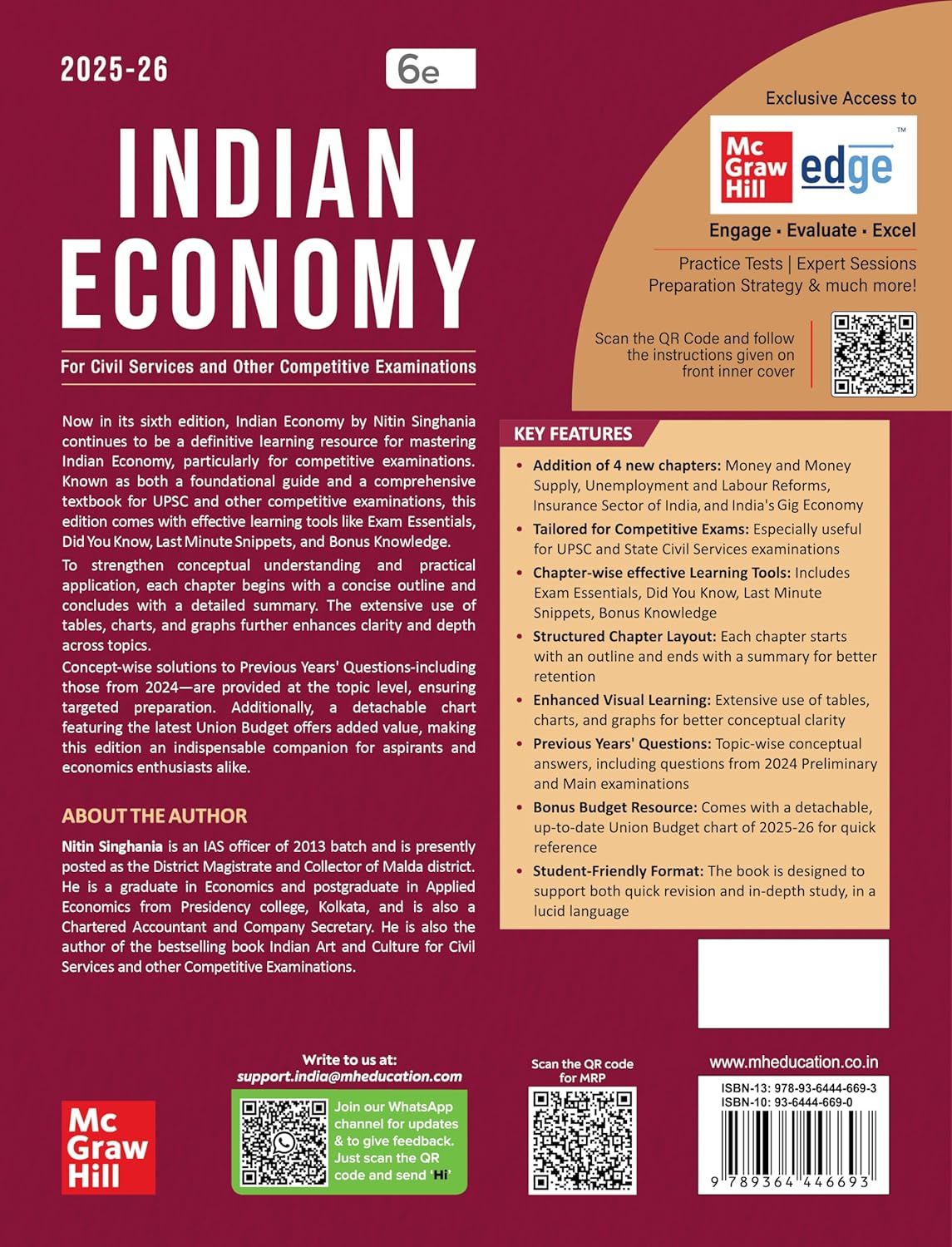 Indian Economy (English) by Nitin Singhania (IAS) for UPSC CSE 2025-26 | 6th edition | Civil Services Exam - Prelims Mains | State PSCs exams/ PCS