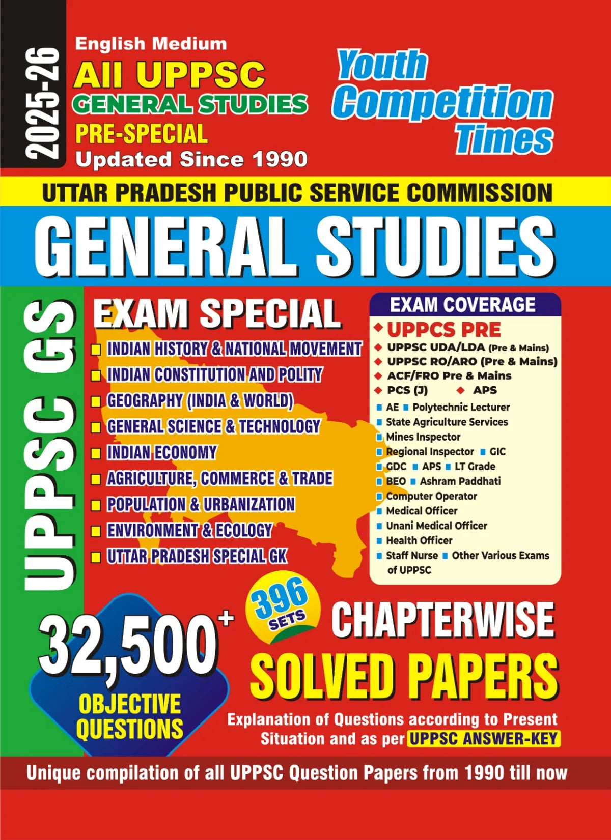 UPPSC General Studies Chapterwise Solved Papers 1990–2025 | 32,500+ Objective Questions | GS Pre Special | English Medium
