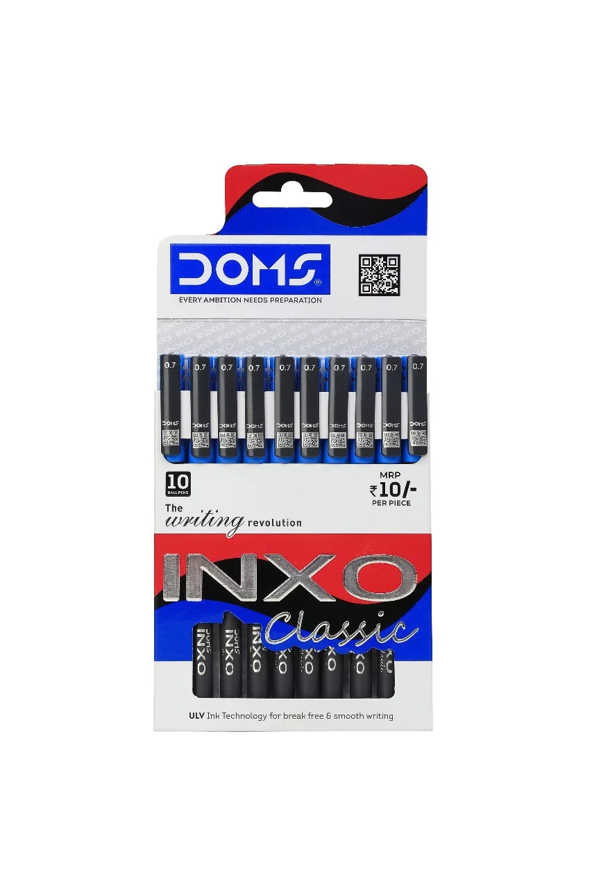 DOMS Inxo Classic Ball Pen Pack - 0.7mm Smooth Writing (Pack of 2)