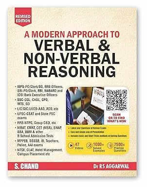 Dr. R.S. Aggarwal Reasoning (A Modern Approach to Verbal & Non-Verbal) Revised Edition 2025-26 (47 Videos, 1000+ Solved Examples 7500+ Practice