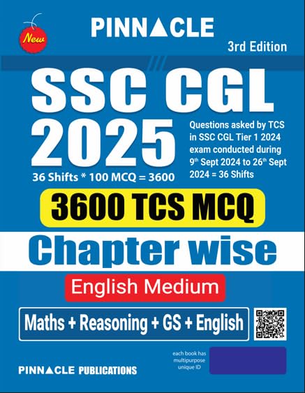 Pinnacle Publications Ssc Cgl 2025 : 3600 Tcs Mcq Chapter Wise English Medium 3rd Edition 9789348093783 9789348093783