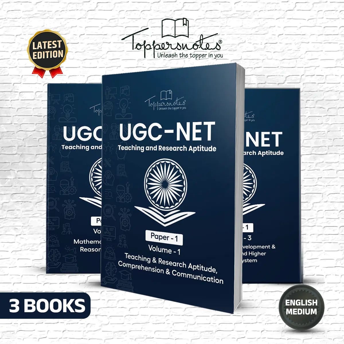 UGC NET Paper 1 – English Medium – 3 Books – ToppersNotes – Latest Edition