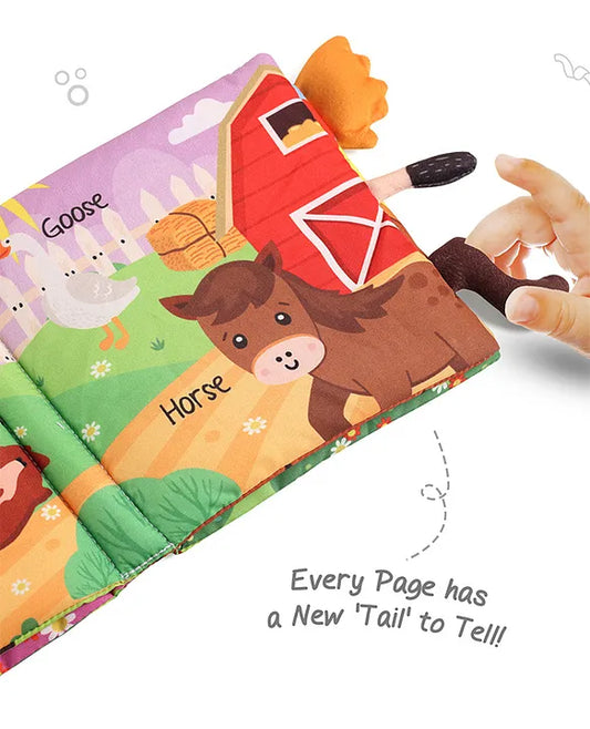 Intellibaby Farm Tails Sensory Book | Children's Tail Cloth Book | Soft & Safe | Tear Resistant Books | Early Educational Toy for Boys - Girls & Boys