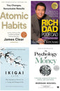Generic 4 Books Combo ( Atomic Habits & Rich Dad Poor Dad & Ikigai Japaness & The Psychology Of Money ) English - Paperback 476545645 474475475475
