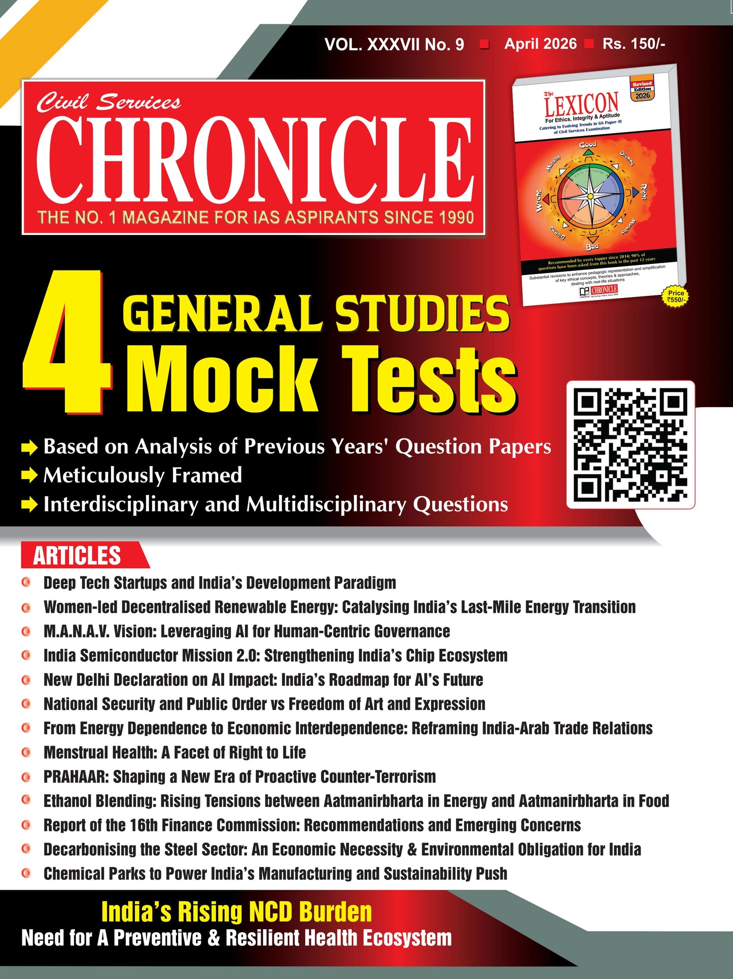 Civil Services Chronicle English April 2026 | 4 UPSC GS Mock Tests & Current Affairs