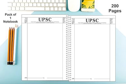 UPSC Answer Writing Sheet | 200 Pages | Spiral Notebook | A4 Size | Blank with Pre-Printed Margin for Practice | 70 GSM Thick Paper