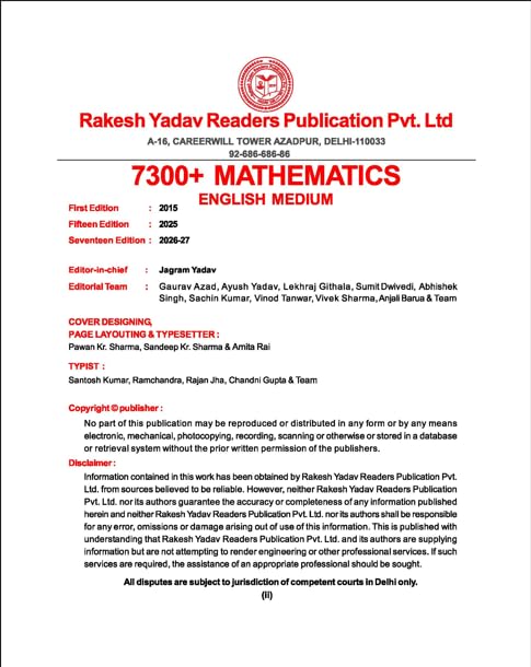 SSC Mathematics 7300+ Chapter-wise Type-wise English Medium Book by Rakesh Yadav | 17th Edition Lal Kitab