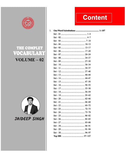 The Complete Vocabulary Volume II, Bilingual Second Edition By Jaideep Singh Book for SSC, BANK, CLAT, UPSC, and all other Competitive Exams