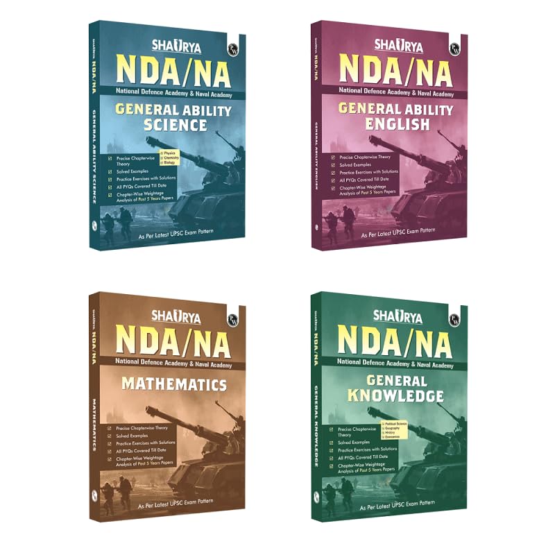 Pw Shaurya Nda/Na General Ability Mathematics, General Ability Science, General Ability English And General Knowledge For 2024 Combo Set Of 4 Books