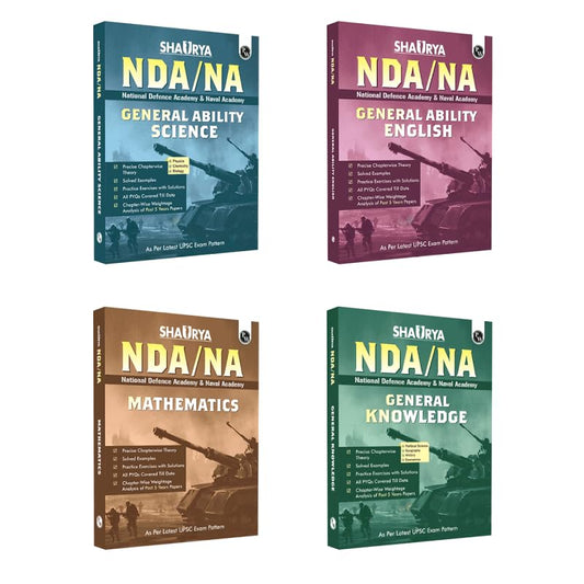 Pw Shaurya Nda/Na General Ability Mathematics, General Ability Science, General Ability English And General Knowledge For 2024 Combo Set Of 4 Books