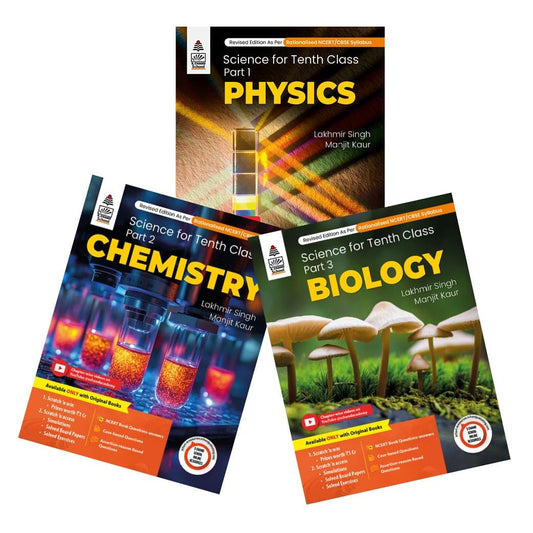 Lakhmir Singh - Class 10 - Physics + Chemistry + Biology - Combo Set Of 3 Books For 2025-26 Examinations