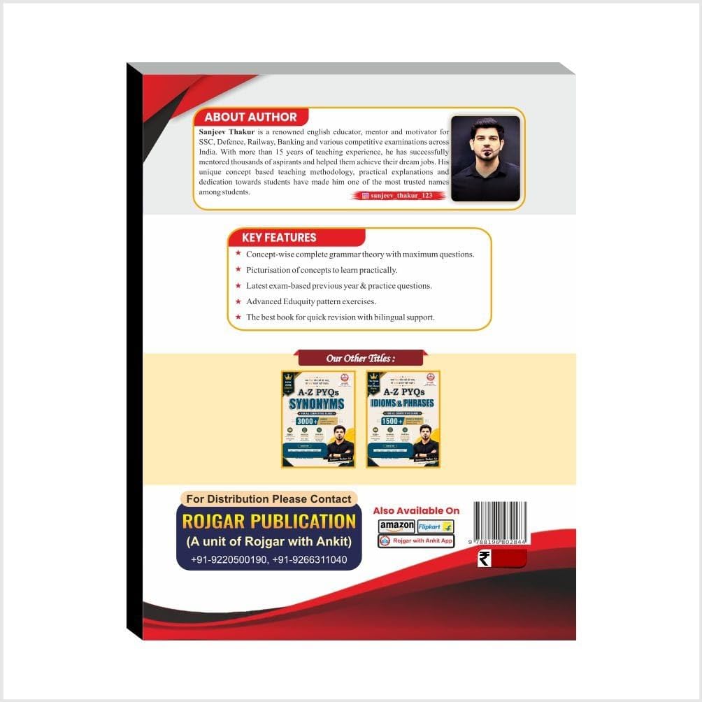 Concept Book of English Grammer Book By Ankit Bhati Sir & Sanjeev Thakur sir RWA , 125+ Concepts, SSC/Defence/Banking Competitive Exams, Bilingual