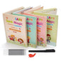 Sank Magic Practice Copybook, (4 BOOK + 10 REFILL+ 1 Pen +1 Grip) Number Tracing Book for Preschoolers with Pen, Magic Calligraphy Copybook Set
