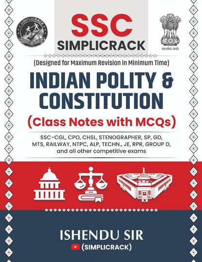 SSC Simplicrack Indian Polity and Constitution | Class Notes with MCQs | Ishendu Sir | Useful For - SSC-CGL, CPO, CHSL, Stenographer, SP, GD, MTS, ... RPR, Group D, and all other competitive exams