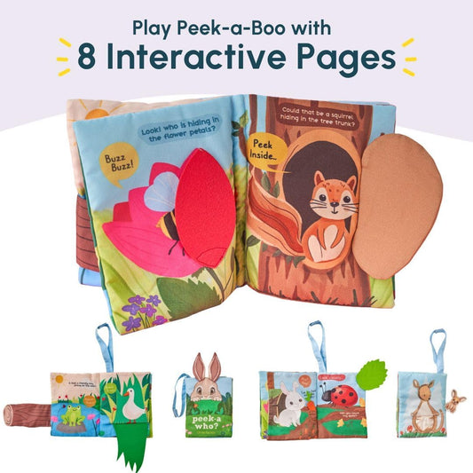 Curious Cub Peek-A-Boo Jungle Cloth Book – Soft Baby Book with Crinkle Pages, Flaps & Textures | Sensory Toy & Early Learning Gift for Infants & Toddlers, Peek A Who Baby Toys for Ages 6 Months+