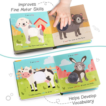 Intellibaby Touch N' Feel Farm Animals Story Board Book | Sensory Learning with Soft Textures & Colourful Illustrations | Discover Farm - Girls & Boys