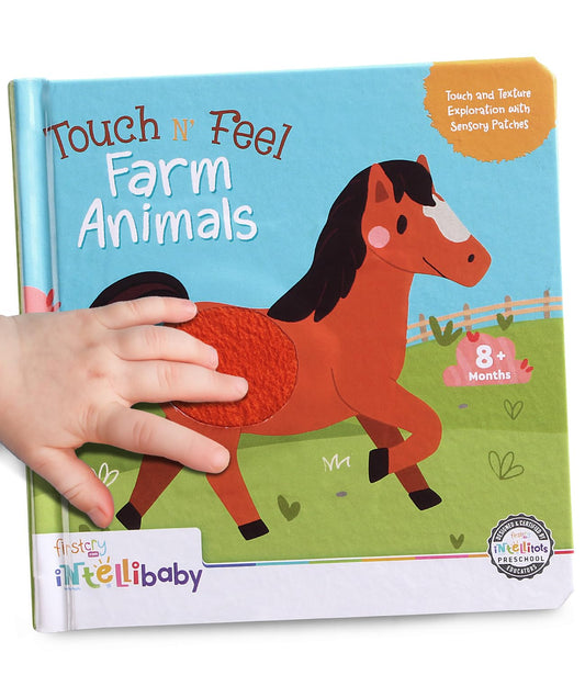 Intellibaby Touch N' Feel Farm Animals Story Board Book | Sensory Learning with Soft Textures & Colourful Illustrations | Discover Farm - Girls & Boys