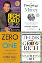 Rich Dad Poor Dad + The Psychology Of Money + Think And Grow Rich + Zero To One - Combo Of 4 Books