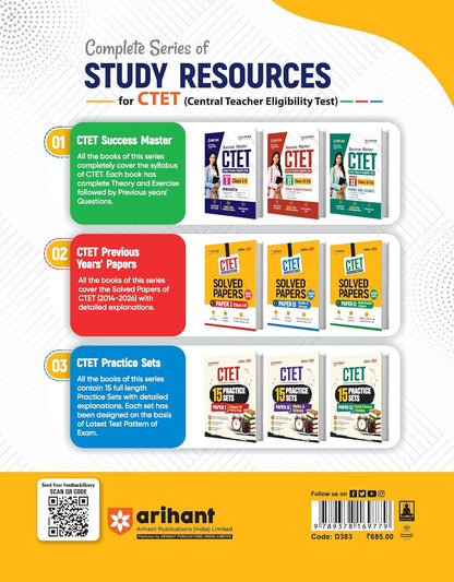 Arihant Success Master CTET 2026 Paper 2 (Class 6–8) Maths & Science | Child Development & Pedagogy, Mathematics, Science, English & Hindi | Notes, 3000+ Exam-Based MCQs & Solved Papers