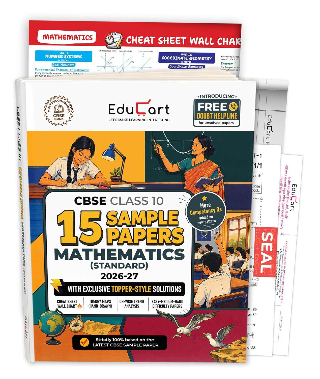 Educart CBSE Sample Paper Class 10 2026-27 Mathematics Standard (with Topper-Style Solutions & Cheat Sheet Wall Chart) For 2027 Exam