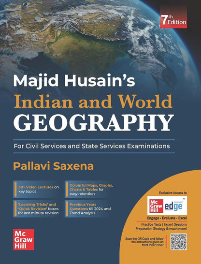 Indian And World Geography 7e for UPSC 2026 by Pallavi Saxena | PYQs | Colour Maps, Graphs & Charts | Revision Tricks, Trend Analysis | McGraw Hill Edge: 30+ Video lectures, Monthly Current Affairs