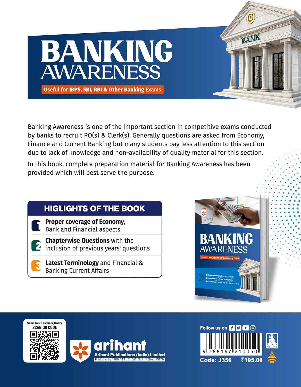 Arihant Banking Awareness | For IBPS, SBI, RBI & Other Banking Exams | To-the-Point Notes, Current Affairs & Recent Developments | Economic Survey 2025–26 & Union Budget 2026–27