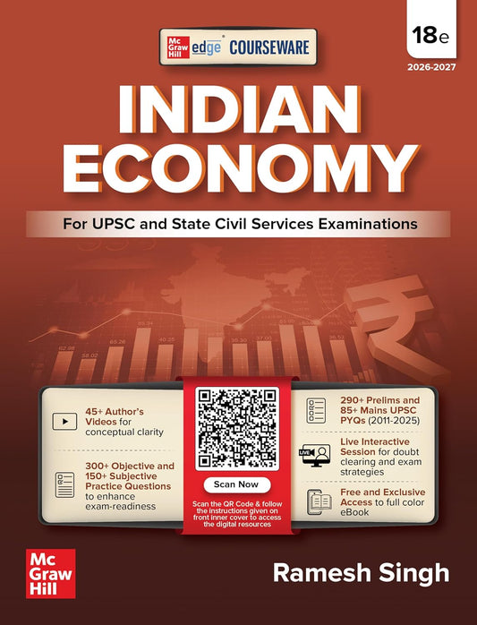 Indian Economy Courseware, 18e by Ramesh Singh for UPSC 2026 | 290+ Solved Online Prelims PYQs (2011-2025) | 85+ Online Mains PYQs (2011-2025) | 45+ Author Videos | Economic Survey & Union Budget