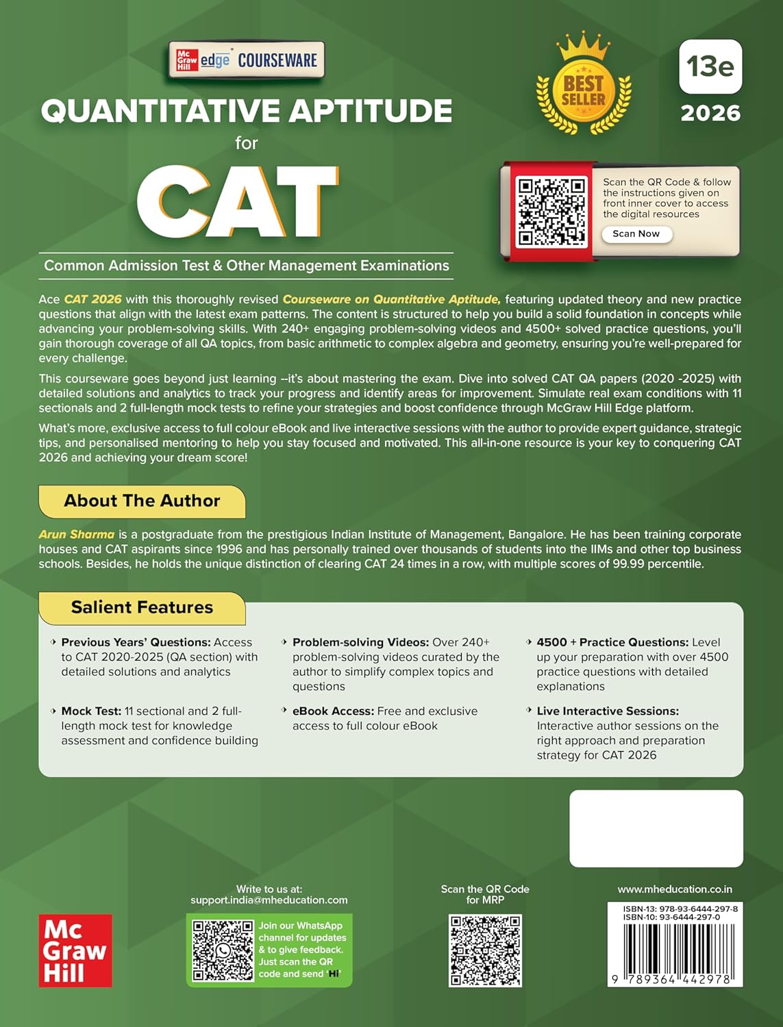 Courseware on Quantitative Aptitude, 13e for CAT 2026 by Arun Sharma | Solved QA PYQs(2020-25) | 4500+ Practice Questions | 240+ Problem-solving Author Videos | 13 Mock & Sectional Tests | Quants book