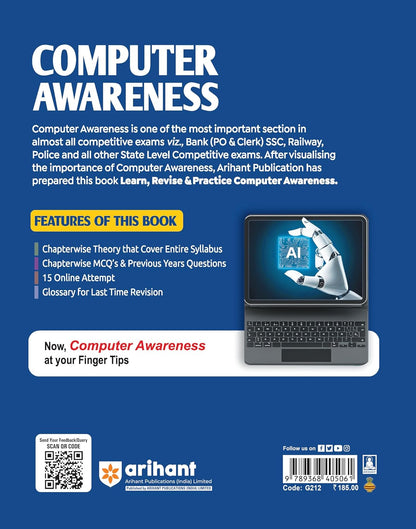 Arihant Computer Awareness Revised Edition 2025 | For SSC, Banking, Railway, DSSSB, CPCT, State PCS and One Day Exams | MCQs, PYQs, Notes, Flowcharts ... Tests and Latest Study Guide | English Medium