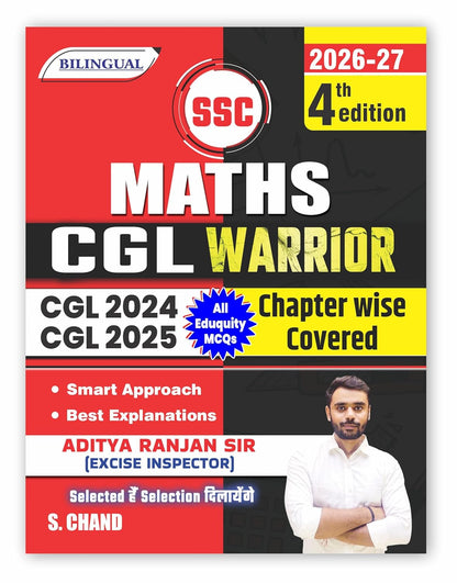 SSC Maths CGL Warrior Book 2026 - 2027 (4th Latest Edition) | By Aditya Ranjan Sir | Math - Chapter wise, Eduquity MCQ, Best Explanations | Tier 1 & 2 Exams | Mathematics for SSC CGL Exam (Bilingual)