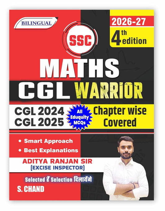 SSC Maths CGL Warrior Book 2026 - 2027 (4th Latest Edition) | By Aditya Ranjan Sir | Math - Chapter wise, Eduquity MCQ, Best Explanations | Tier 1 & 2 Exams | Mathematics for SSC CGL Exam (Bilingual)
