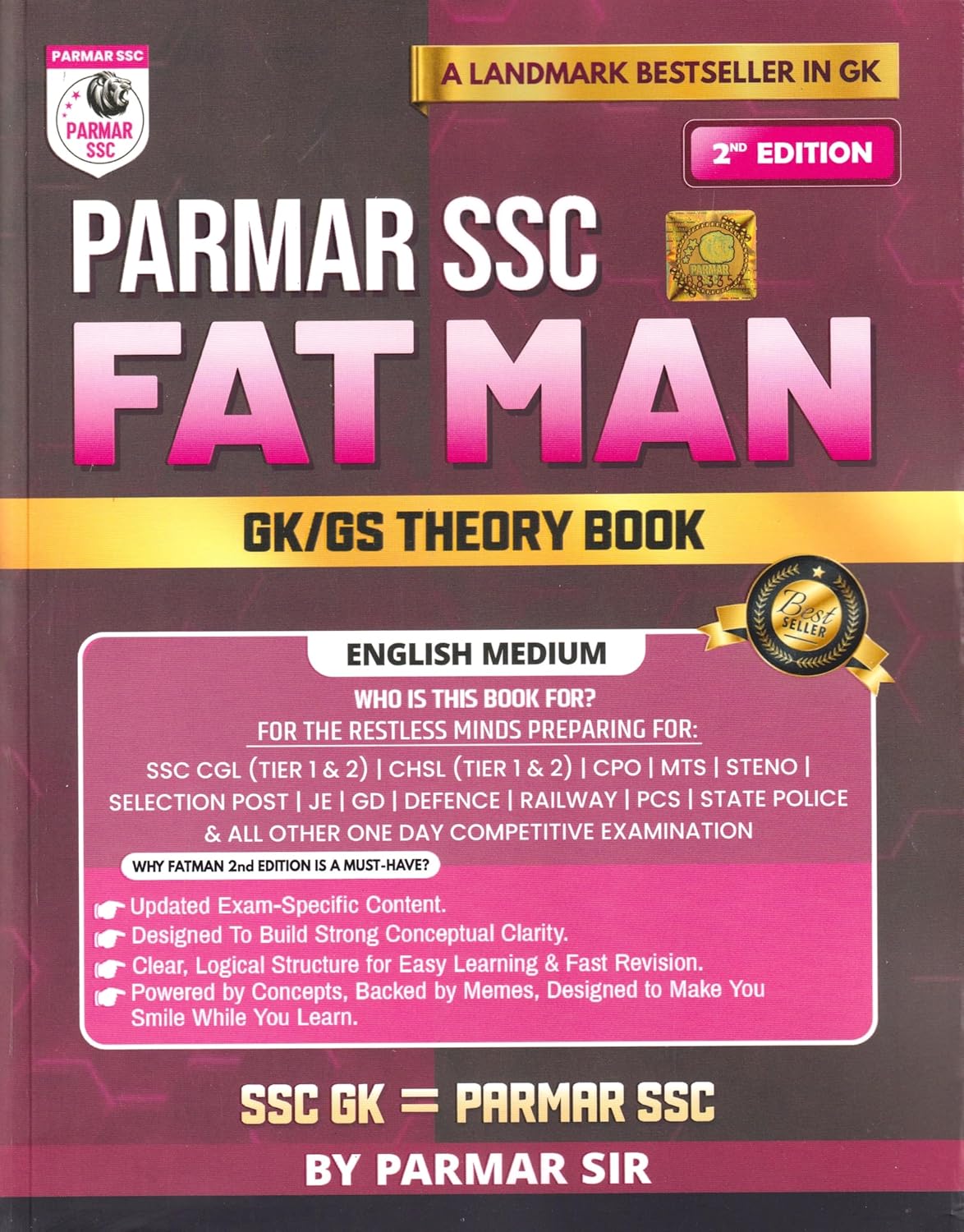 PARMAR SSC Fatman | GK/GS Theory Book | English Medium | 2nd Edition, 2026 | Useful For SSC CGL and CHSL (Tier 1 & 2) | CPO | MTS | Steno | Selection ... One Day Competitive Examination | Parmar Sir