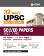Arihant 32 Years UPSC IAS Prelims Solved Papers 2026 to 1995 GS Paper 1 and CSAT Paper 2 Chapterwise and Topicwise PYQs with Detailed Solutions Elimination Techniques 5 Year Trend Analysis and FREE Revision Bullets Booklet