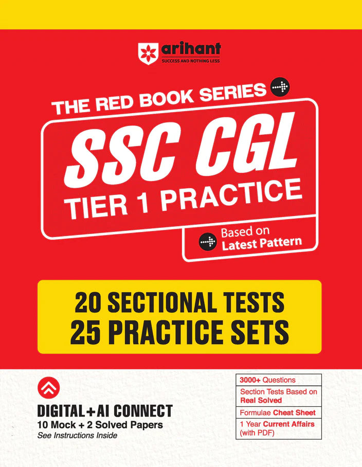 SSC CGL Tier-1 2026 Practice Book | 20 Sectional Tests & 25 Practice Sets | 3000+ Questions & Cheat Sheet | Digital + AI Connected 10 Mock Tests + FREE 1 Year Current Affairs