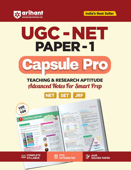 UGC NET Paper 1 Capsule Pro | Teaching & Research Aptitude Advanced Notes for NET, SET, JRF | Includes 2026 Solved Papers & PYQs