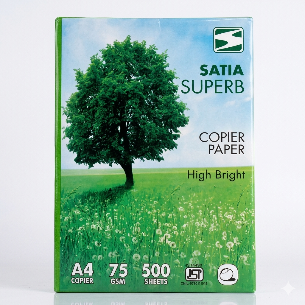 Satia Superb Copier Paper A4 Size 75 GSM 500 Sheets per Ream, White (Pack of 10 Ream)