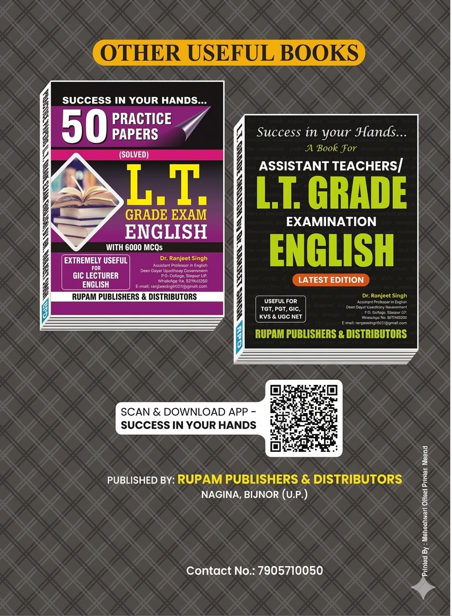 A Complete Book for English LT Grade Main Exam by Dr. Ranjeet Singh | Useful for GIC Lecturer Mains