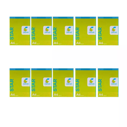 Century Star 75 GSM A4 Size Multipurpose Copier Paper 500 Sheets, White (Pack of 10 Ream)