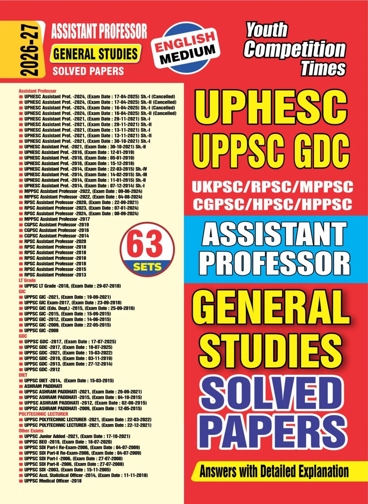 UPHESC UPPSC GDC Assistant Professor GS 63 Sets 2026-27 English Medium