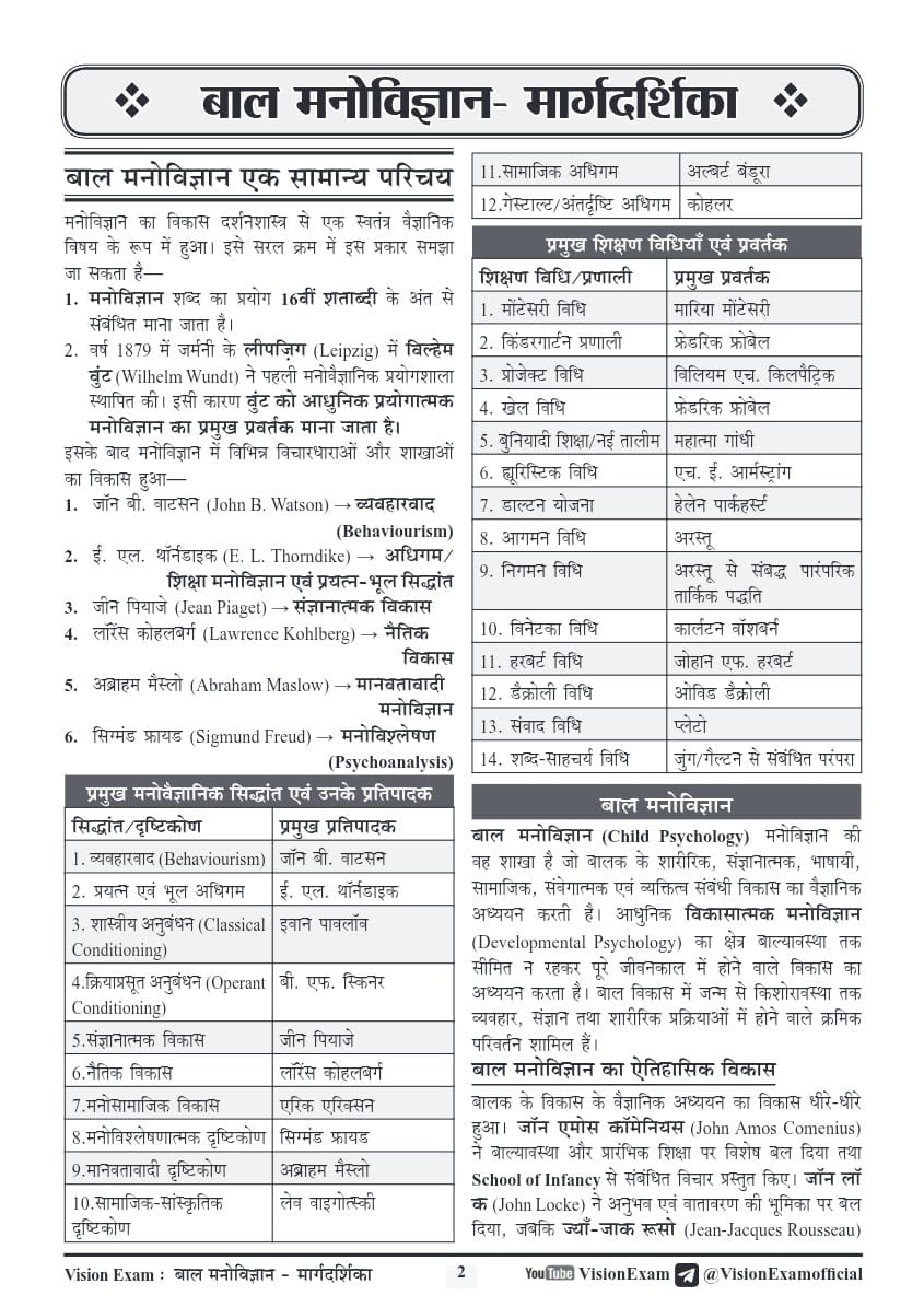 Vision Exam UP Super TET 2026 Bhag 1: Baal Manovigyan Margdarshika By Purvi Singh (Child Psychology Study Notes)
