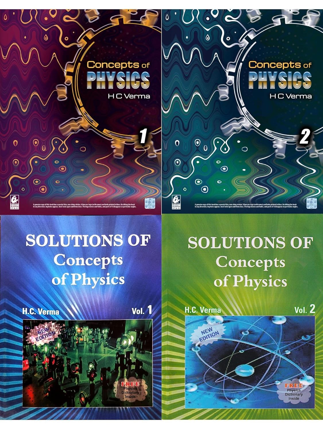 Concept of Physics by H.C Verma Part - I & II with Solutions of both the Volumes - Set of 4 Books - Examination - 2025-26