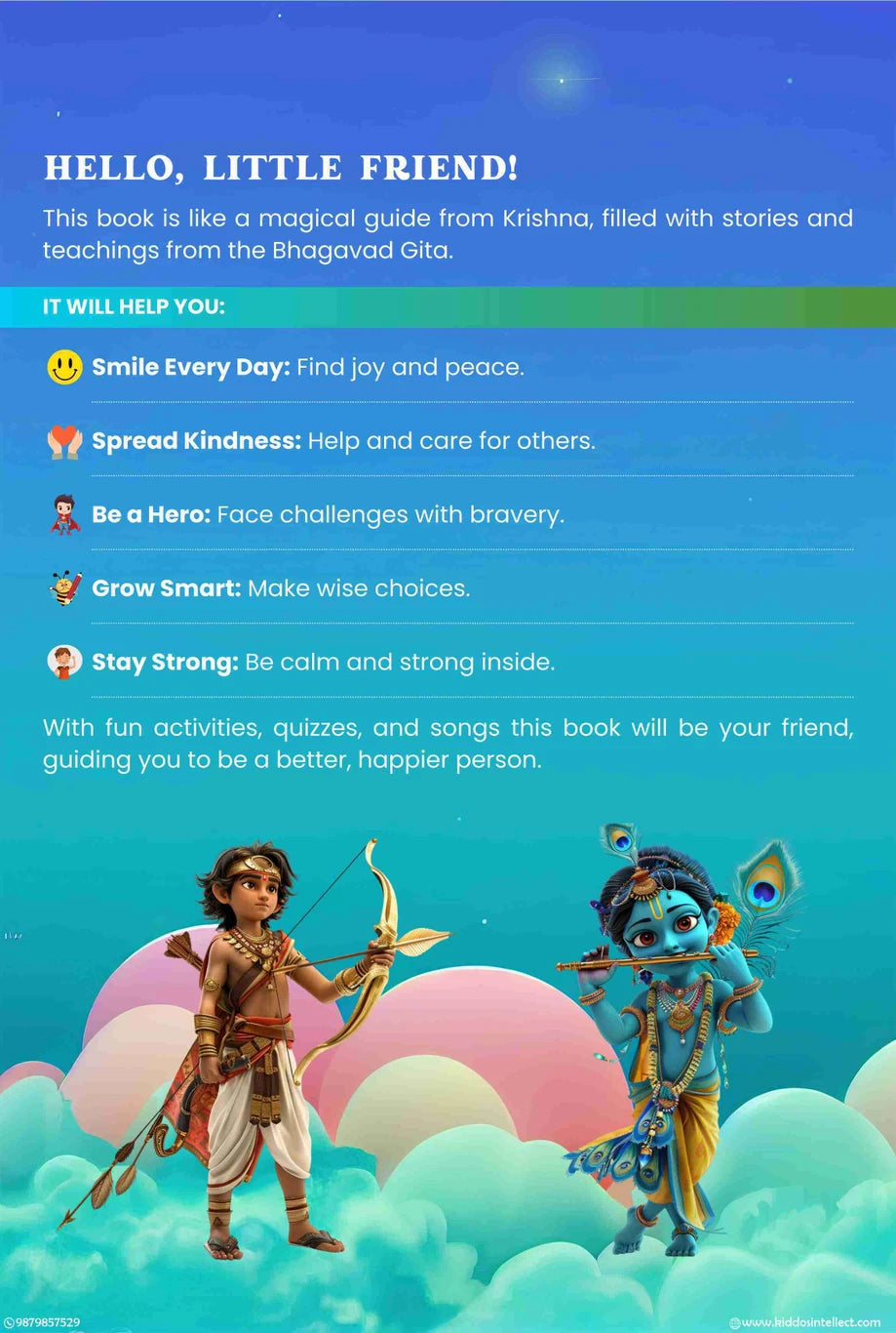 Divine Adventures Krishna : Discover Bhagavad Gita Kids Heartwarming Tales, Life Lessons & Joyful Songs Ages 5+| 92 Pages Vibrant Stories Enlighten Y